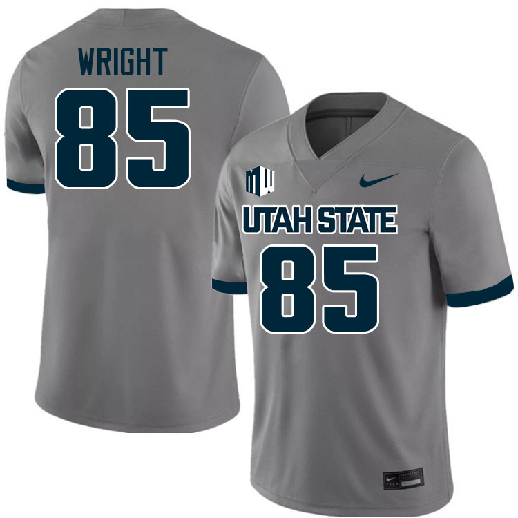 Utah State Aggies #85 Noah Wright College Football Jerseys Stitched-Grey